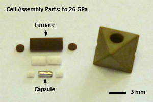 Cell assembly parts for high-pressure synthesis to 26 GPa in a Kawai-type multianvil apparatus